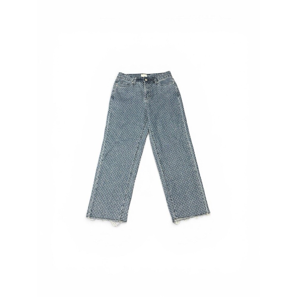 Y2K Wide Leg Textured Jeans Women’s 4 Diamond Stitch Cropped Denim